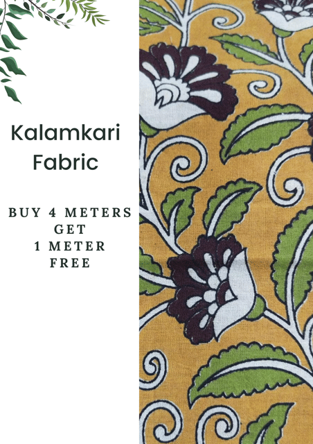 Yellow Kalamkari Fabric - 1
