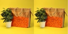 Ladies Carry Bag | Burlap Jute | Orange (Pack of 2)