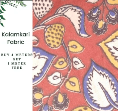 Tomato Red Kalamkari Fabric - 6