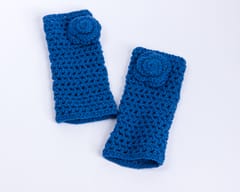 Fingerless Woollen Mittens or Gloves | Flower Design