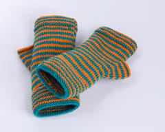 Fingerless Striped Mittens or Gloves / Woollen