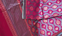 Banarasi Silk Jangla Saree | Magenta Colour