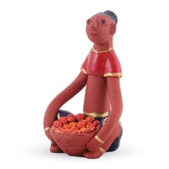 Terracotta Women Figurine | Flower Basket