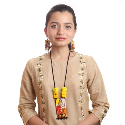 Goddess Of Fertility Warli Hand-painted Necklace Set