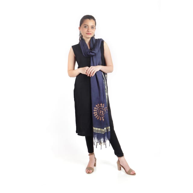Warli Bhagalpuri Dupatta | Cotton Silk