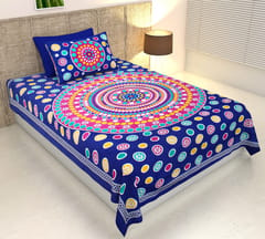 Jaipuri Printed Single Bed-Sheet With 1 Pillow Cover