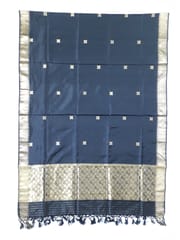 Blue Banarasi Silk Handloom Dupatta