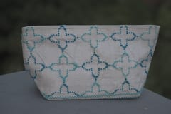 White Taat Wool Pouch | Set of 2 Pouch (Blue &White)