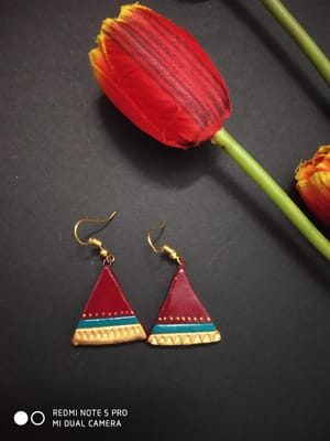 Handcrafted Terracotta Earrings(Geometric Dangler Collection)