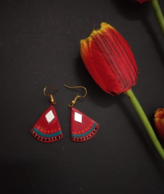 Terracotta Red Earrings(Geometric Dangler Collection)