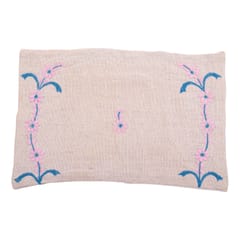 Set Of 4 Table Placemat And Set Of Coasters with Blue-Pink Chikankari embroidery