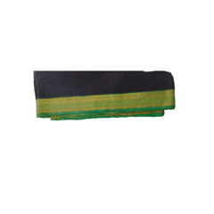 Black Fabric With Green And Gold Zari Border-1