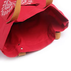Red Cotton Linen | Warli Hand Painted Tote Bag