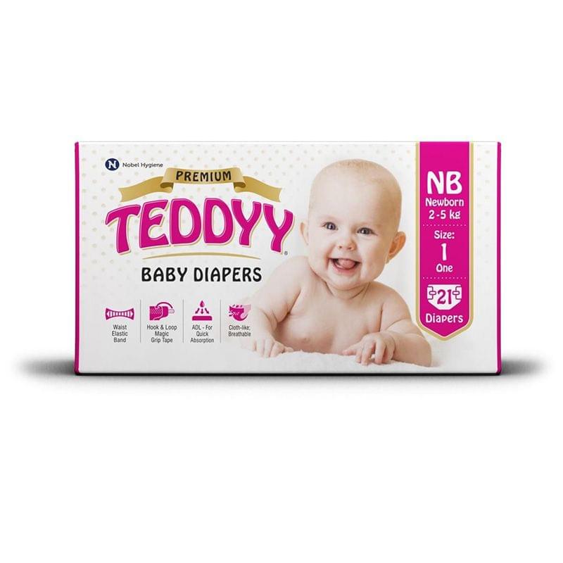 Teddy Premium Baby Diapers (New Born Size 1) : 21 U