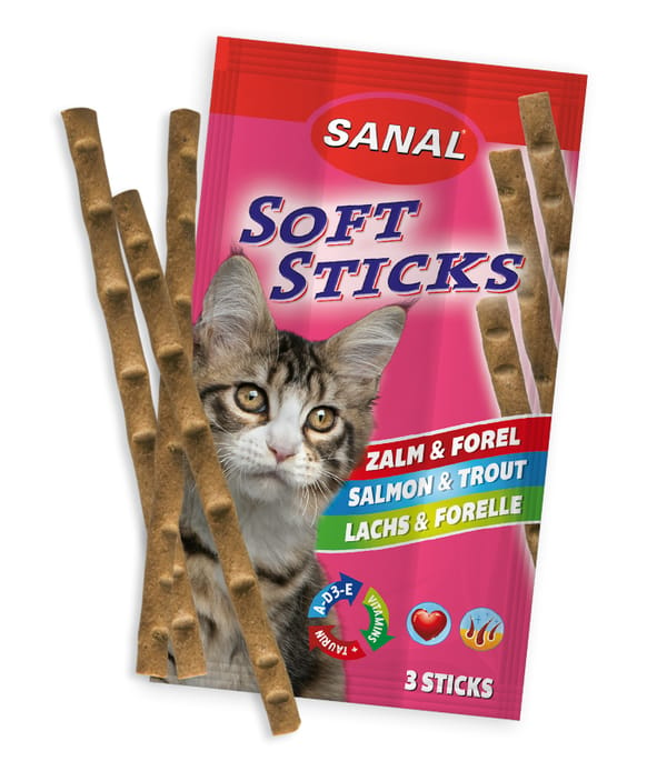 Sanal Salmon & Trout Soft Sticks for Cats 3x15g