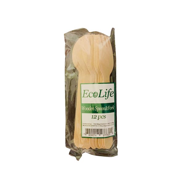 Ecolife Wooden Spoon & Fork 12s