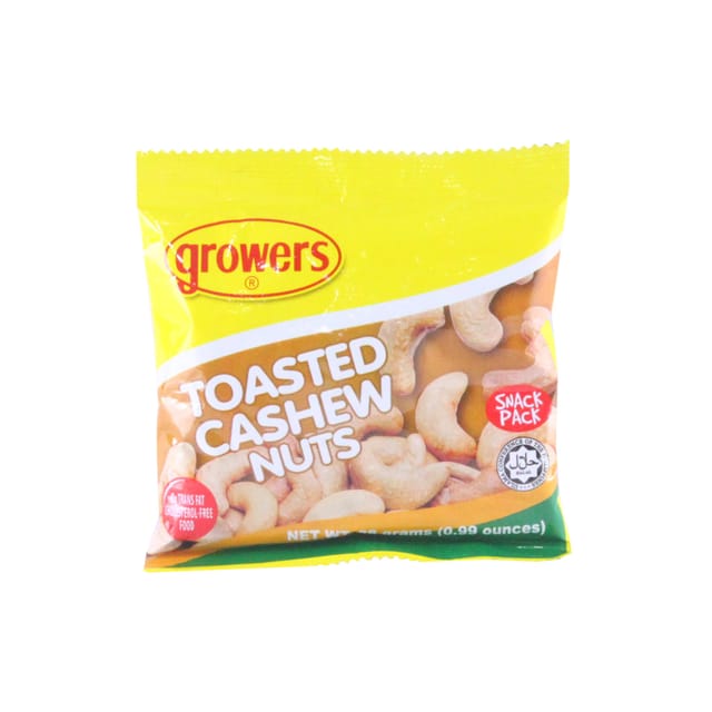 Growers Toasted Cashew Nuts 28g