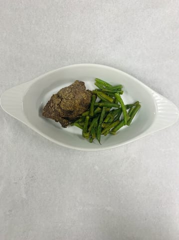 Mustard Crusted Steak and Green Beans