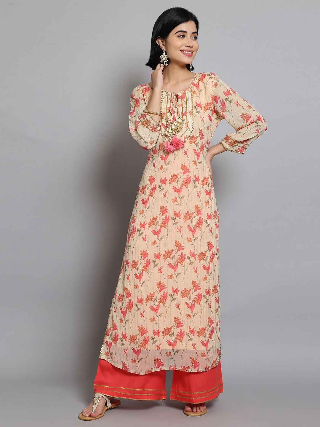 Floral Kurta With Palazzo Front