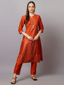 Ornamental Kurta With Trouser Front