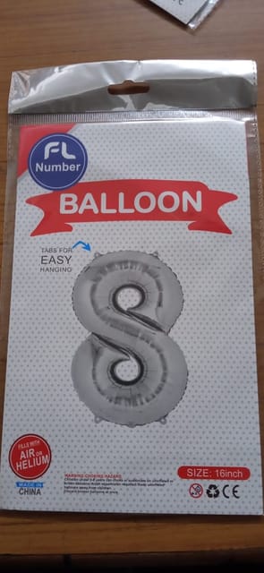 foil number balloon (8) silver