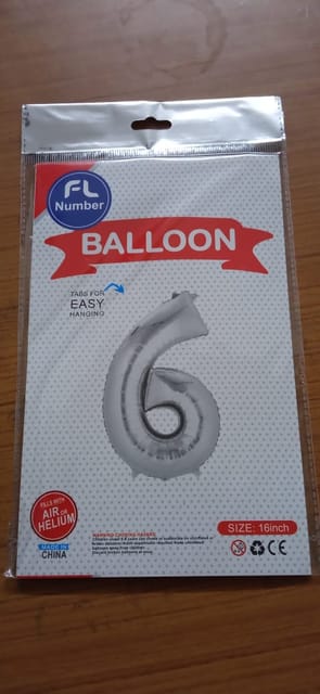 foil number balloon (6) silver