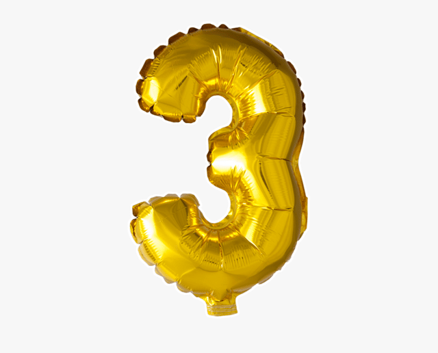 foil number balloon (3) golden