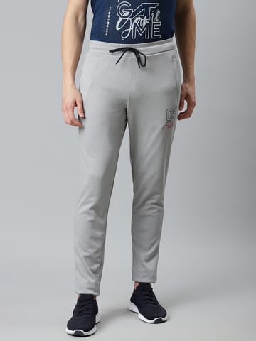 Alcis Men Grey Melange Slim Fit Solid Track Pants - Quick-Dry