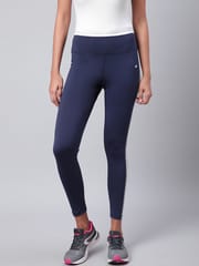 Alcis Women Navy Blue Solid Secure Fit Cropped Training Tights