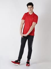 Alcis Men Red Solid T-shirt - Quick-Dry