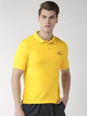 Alcis Men Yellow Solid Polo Collar Sports T-shirt - Quick-Dry