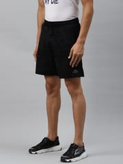 Alcis Men Black Geometric Printed Slim Fit Sports Shorts - Quick-Dry