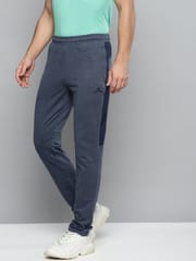 Alcis Men Solid Blue Solid Melange Effect Slim Fit Track Pants - Quick-Dry